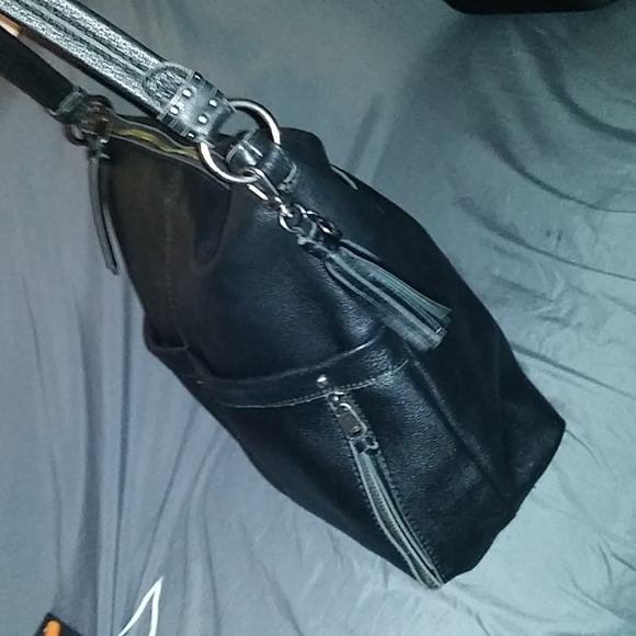 THE SAK COLLECTIVE black leather shoulder hobo style bag - Picture 3 of 11